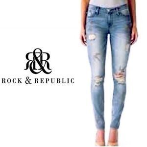 ROCK & REPUBLIC BERLIN EMBROIDERED BIRD JEANS